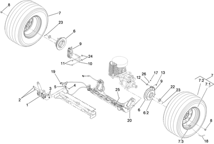 Rear Wheel And Park Brake Assembly Diagram and Parts List for 74955CP (290000001-290999999)(2009) Toro Lawn Mower