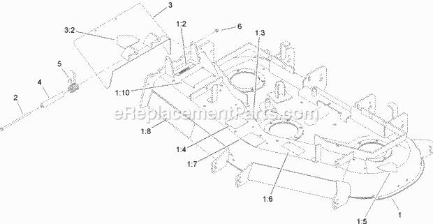 Deck Decal And Deflector Assembly No. 106-587 Diagram and Parts List for 74166 240000001-240999999 Toro Lawn Mower