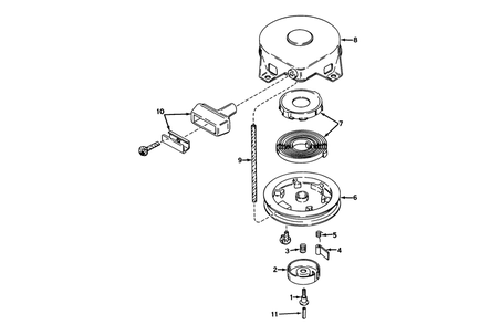 Rewind Starter No. 590420 Diagram and Parts List for 58007 2000001 - 2999999 Toro Tiller