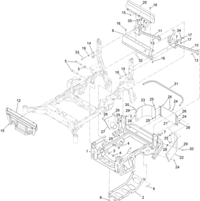 Power Frame Assembly Diagram and Parts List for 72096 408851917-408863599 Toro Lawn Tractor