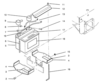 Battery Diagram and Parts List for 30180 590001 - 599999 Toro Lawn Tractor Accessories