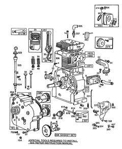 Engine Briggs & Stratton Model No. 252416-0735-01 Diagram and Parts List for 38160 7000001 - 7999999 Toro Snow Blower