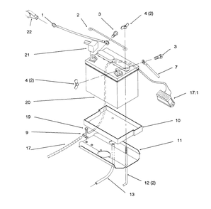 Battery Diagram and Parts List for 72042 5900001 - 5900796 Toro Lawn Tractor