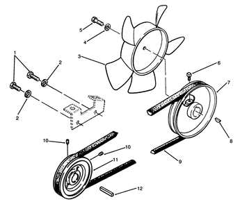 Drive Belt And Pulleys Diagram and Parts List for 73501 59000001 - 59000411 Toro Lawn Tractor