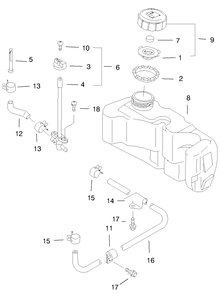 Fuel Tank & Valve Assembly Diagram and Parts List for 20044 99000001 - 99999999 Toro Lawn Mower
