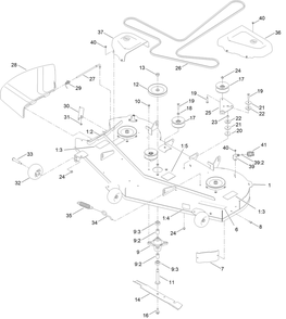60 Inch Deck Assembly Diagram and Parts List for 75762 400000000 - 413999999 Toro Lawn Tractor