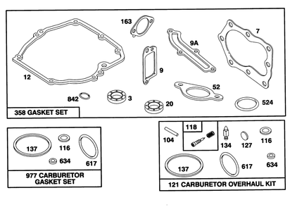 Engine Briggs & Stratton Model 124707-3185-01 Diagram and Parts List for 20437 49000001 - 49999999 Toro Lawn Mower
