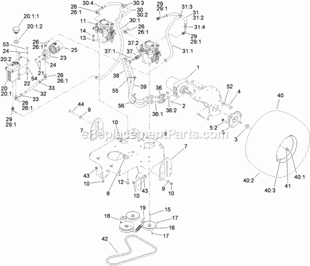 Ground Drive Assembly Diagram and Parts List for 74550 310000001-310999999 Toro Lawn Mower