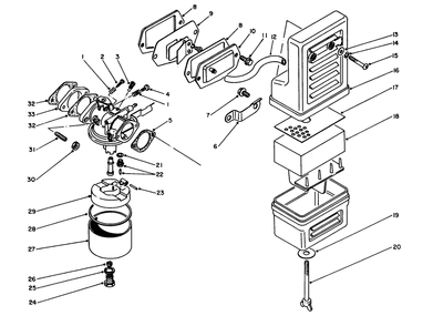 Air Cleaner & Carburetor Assembly Diagram and Parts List for 62032 8000001 - 8999999 Toro Generator