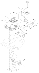 Engine And Fuel Tank Assembly Diagram and Parts List for 22210 404320000-999999999 Toro Lawn Mower