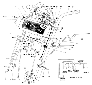 Handle Assembly Diagram and Parts List for 38065 8000001 - 8999999 Toro Snow Blower