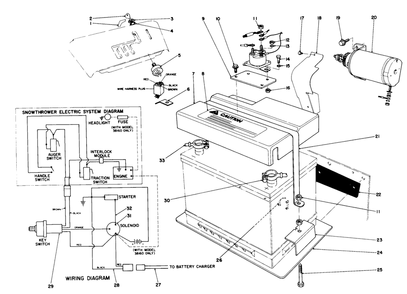12 Volt Starting Motor Kit 42-3370 (Optional) Diagram and Parts List for 38155 7000001 - 7999999 Toro Snow Blower