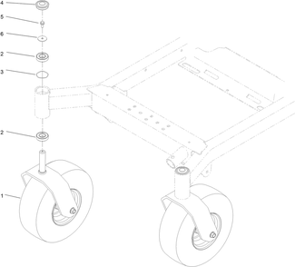 Caster Wheel And Fork Assembly Diagram and Parts List for 74454 400000000-999999999 Toro Lawn Tractor