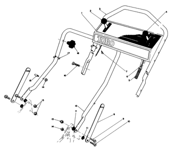 Handle Assembly Diagram and Parts List for 20620 6000001 - 6999999 Toro Lawn Mower