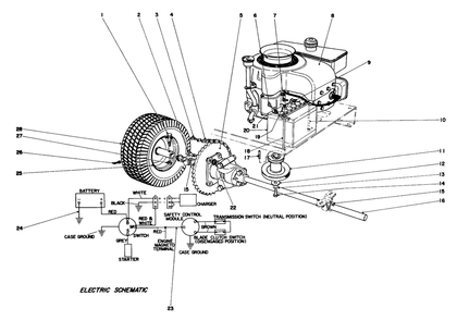 Engine And Differential Assembly Diagram and Parts List for 56030 3000001 - 3999999 Toro Lawn Tractor