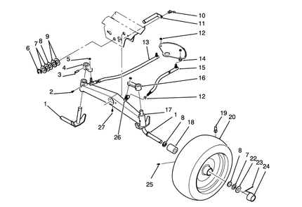 Front Axle Assembly Diagram and Parts List for 72081 3900001 - 3999999 Toro Lawn Tractor