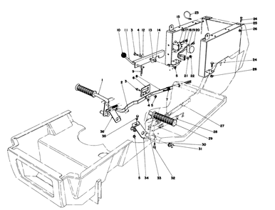 Brake & Clutch Pedal Assembly Diagram and Parts List for 57357 1000001 - 1999999 Toro Lawn Tractor