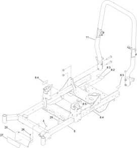 Frame And Roll-Over Protection System Assembly Diagram and Parts List for 74453TE 404621105-999999999 Toro Lawn Tractor