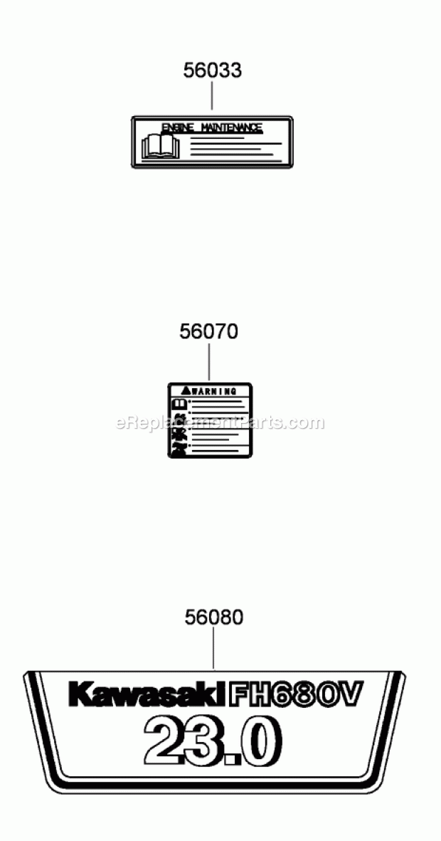 Label Assembly Kawasaki Fh680v-Bs39 Diagram and Parts List for 74921 290000001-290999999 Toro Lawn Mower