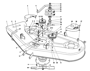 Cutting Deck Diagram and Parts List for 57357 1000001 - 1999999 Toro Lawn Tractor