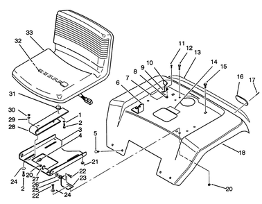 Fender And Seat Assembly Diagram and Parts List for 42-16BE01 2000001 - 2999999 Toro Lawn Tractor
