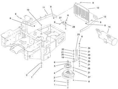 Part Location Diagram of 1-653196 Toro Bracket-Support,Muffler
