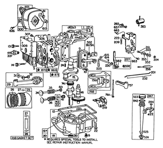 Engine Briggs & Stratton Model No. 191702-2133-01 Diagram and Parts List for 56138 4000001 - 4999999 Toro Lawn Tractor