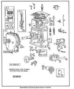 Engine Briggs & Stratton Model 190406 Type 3104-01 Diagram and Parts List for 38570 3900001 - 3999999 Toro Snow Blower