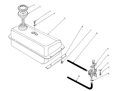 Fuel Tank Assembly Diagram and Parts List for 62040 4000001 - 4999999 Toro Generator