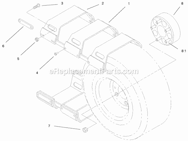 Over-The-Tire Assembly Diagram and Parts List for 22431  Toro Lawn Tractor