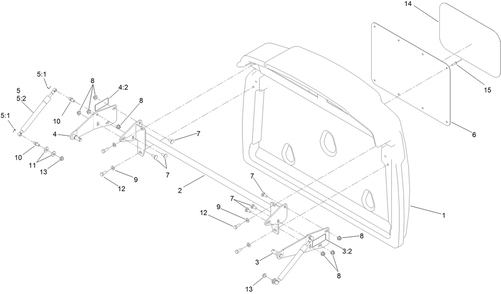 Hopper Door Assembly Diagram and Parts List for 74313 402090000-403319680 Toro Lawn Tractor
