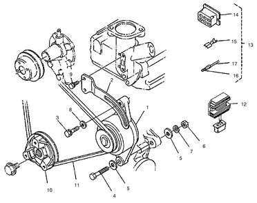 Dynamo And Pulley Assembly Diagram and Parts List for 22302 990001 - 999999 Toro Lawn Tractor Accessories