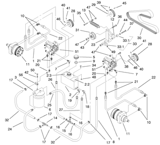 Hydraulic System Assembly Diagram and Parts List for 74205 990001 - 999999 Toro Lawn Tractor