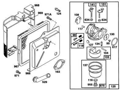 Engine Briggs & Stratton Model 122702-3171-01 Diagram and Parts List for 16403 1000001 - 1999999 Toro Lawn Mower