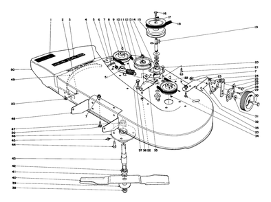 32" Cutter Housing Assembly Diagram and Parts List for 56108 3000001 - 3999999 Toro Lawn Tractor Accessories