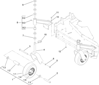 Caster Assembly Diagram and Parts List for 38684 (290000001-290999999)(2009) Toro Lawn Mower