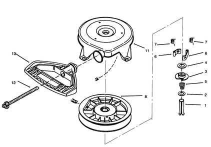 Rewind Starter No. 590672 Diagram and Parts List for 38556 6900001 - 6999999 Toro Snow Blower