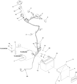 Electrical Assembly Diagram and Parts List for 72504TE 414400000 - 414555999 Toro Lawn Mower