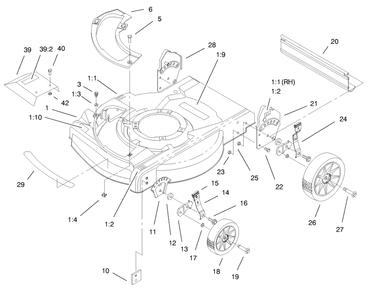 Housing Assembly Diagram and Parts List for 20709 8900001 - 89999999 Toro Lawn Mower