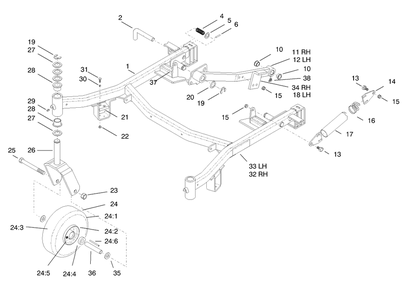 Rear Hydraulic Assembly Diagram and Parts List for 74187 (200000501-200999999)(2000) Toro Lawn Mower