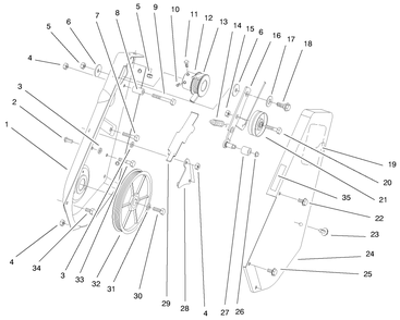 Side Plate & Idler Assembly Diagram and Parts List for 38430 9900001 - 9999999 Toro Snow Blower