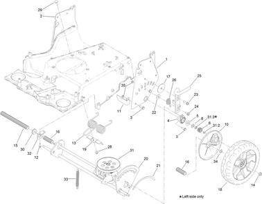 Traction And Height-Of-Cut Assembly Diagram and Parts List for 22200 (315000001-315999999)(2015) Toro Lawn Mower