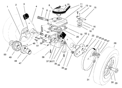 Gear Case Assembly Diagram and Parts List for 16401 890000001 - 899999999 Toro Lawn Mower