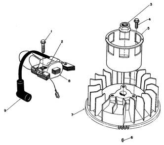 Magneto & Flywheel Assembly (Engine No. Vmm1-7) Diagram and Parts List for 26620BG 2000001 - 2999999 Toro Lawn Mower