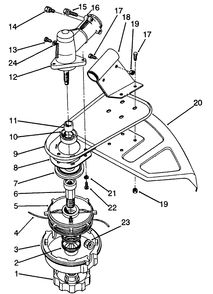 Cutter Head & Gear Box Assembly Diagram and Parts List for 51675 39000001 - 39999999 Toro Trimmer