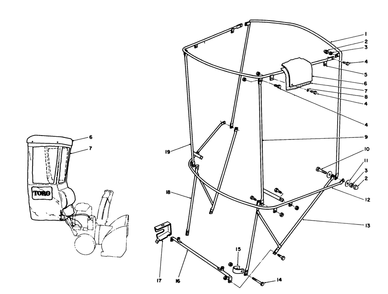 Snow Cab Assembly No. 68-9500 (Optional) Diagram and Parts List for 38540 2000001 - 2999999 Toro Snow Blower