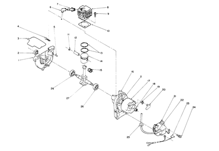 Engine Assembly (Continued) Diagram and Parts List for 51637 0000001 - 0999999 Toro Trimmer
