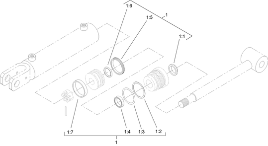Hydraulic Cylinder Assembly No. 98-9942 Diagram and Parts List for 22414 400000000 - 403999999 Toro Lawn Tractor Accessories