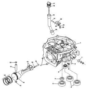 12hp Engine Cylinder Block Assembly Diagram and Parts List for R2-12O501 1000001 - 1999999 Toro Lawn Tractor