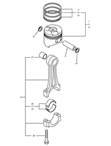 Piston And Connecting Rod Assembly Diagram and Parts List for 23897 400000000 - 999999999 Toro Lawn Tractor Accessories
